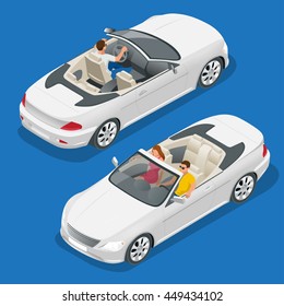 Cabriolet Car Isometric Vector Illustration. Flat 3d Convertible Image. Transport For Summer Travel. Sports Car Vehicle