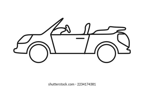 Cabriolet car or open roof car outline icon, vector illustration in trendy design style, isolated on white background. Editable perfect graphic resources for many purposes.