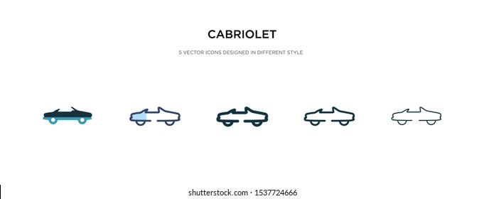 cabriolet icon in different style vector illustration. two colored and black cabriolet vector icons designed in filled, outline, line and stroke style can be used for web, mobile, ui