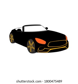 Cabriolet. Machine sign. Supercar icon in black and white graphics. Flat characters. Parker symbol. Isolated simple view front logo illustration. Auto style car design.