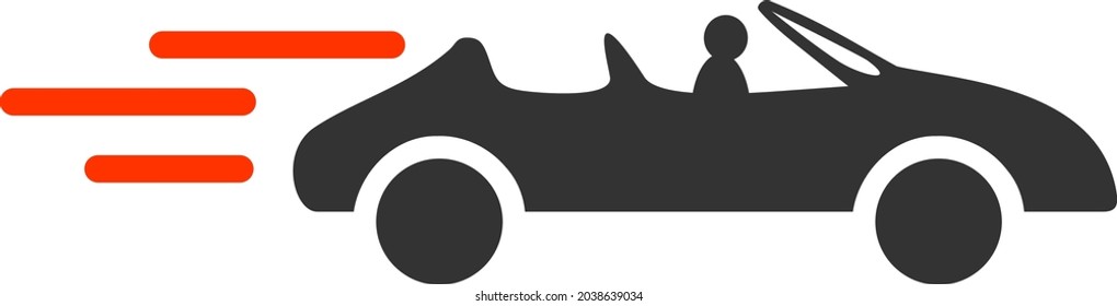 Icono de movimiento Cabriolet con estilo plano. Ilustraciones de icono de movimiento de cabriolet vectorial aislado, estilo simple.
