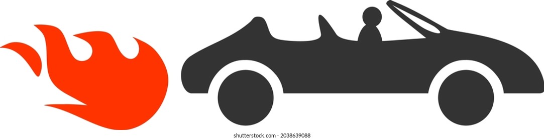 Cabriolet rush icon with flat style. Isolated vector cabriolet rush icon image, simple style.