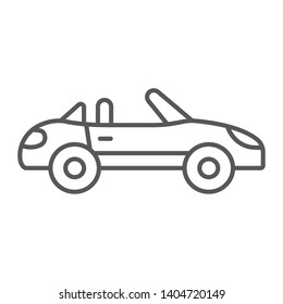 Cabriolet thin line icon, transport and drive, automobile sign, vector graphics, a linear pattern on a white background, eps 10.