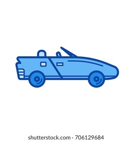 Icono de línea vector Cabriolet aislado en fondo blanco. Icono de línea Cabriolet para infografía, sitio web o aplicación. Icono azul diseñado en un sistema de cuadrícula.