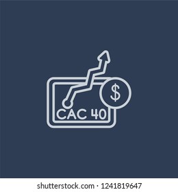 CAC 40 index icon. CAC 40 index linear design concept from CAC 40 index collection. Simple element vector illustration on dark blue background.