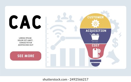 CAC - Costomer Acquisition Cost  acronym. business concept background. vector illustration concept with keywords and icons. lettering illustration with icons for web banner, flyer, landing