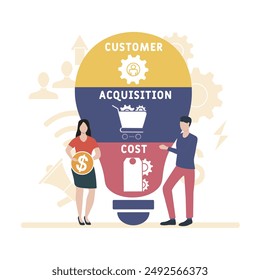 CAC - Costomer Acquisition Cost  acronym. business concept background. vector illustration concept with keywords and icons. lettering illustration with icons for web banner, flyer, landing