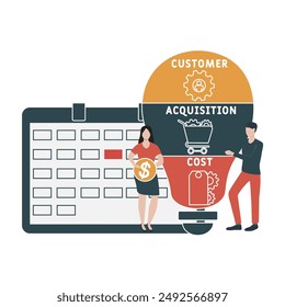 CAC - Costomer Acquisition Cost  acronym. business concept background. vector illustration concept with keywords and icons. lettering illustration with icons for web banner, flyer, landing