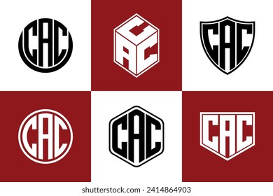 CAC initial letter geometric shape icon logo design vector. monogram, lettermark, circle, polygon, shield, symbol, emblem, elegant, abstract, wordmark, sign, art, typography, icon, geometric, shape