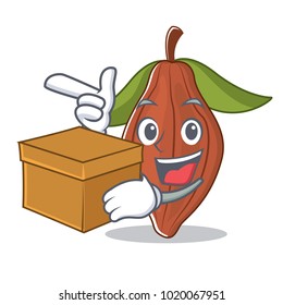  cacao bean with box character cartoon