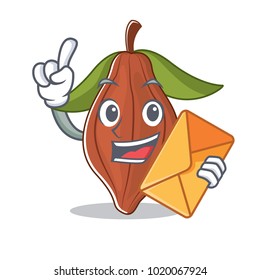  cacao bean with envelope character cartoon