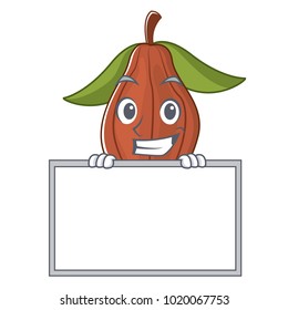  cacao bean grinning with board character cartoon
