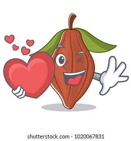 Cacao bean with heart mascot cartoon