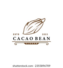 Cacao Bean Logo, Premium Design Fresh Organic Garden Plant Seed Simple Minimalist