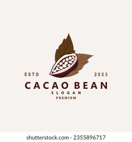 Logo de Cacao Bean, diseño premium Planta de jardín orgánica fresca Semilla simple minimalista