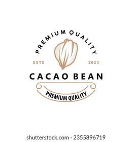 Cacao Bean Logo, Premium Design Fresh Organic Garden Plant Seed Simple Minimalist