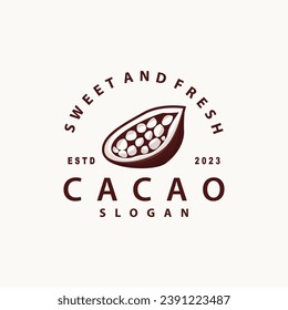 Cacao Bean Logo, Premium Design Vintage Retro Old Fresh Organic Garden Plant Seed Simple Minimalist