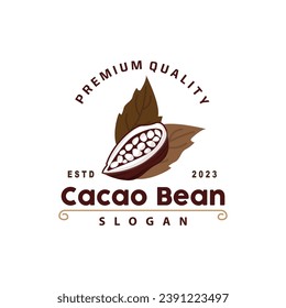 Cacao Bean Logo, Premium Design Vintage Retro Old Fresh Organic Garden Plant Seed Simple Minimalist