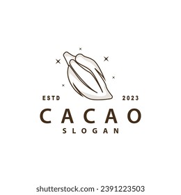 Kakao-Bean-Logo, Premium Design Vintage Retro Alte frische Bio-Garten-Pflanze Saatgut Einfache Minimalistin