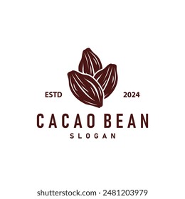 Cacao Bean Logo, Premium Design Vintage Retro Old Fresh Organic Garden Plant Seed Simple Minimalist