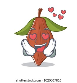  cacao bean in love mascot cartoon