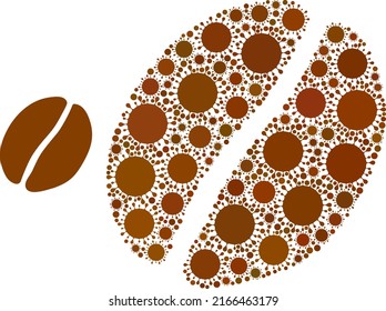 Cacao bean mosaic icon. Vector mosaic constructed from scattered virus cell icons. Virus cell collage cacao bean icon. Cacao bean collage for medical templates.