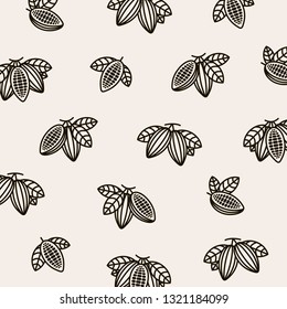 Cacao beans background. Vector