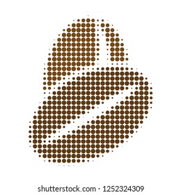 Cacao beans halftone dotted icon. Halftone pattern contains round pixels. Vector illustration of cacao beans icon on a white background.
