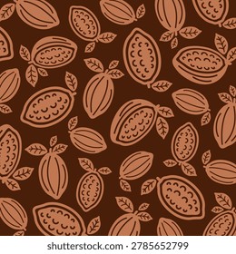 Cacao beans pattern background set. Collection icon cacao beans. Vector