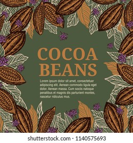 Cacao beans plant, Vector exotic cacao plants