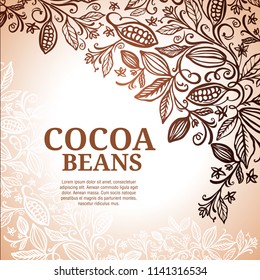 Cacao beans plant, Vector exotic cacao plants