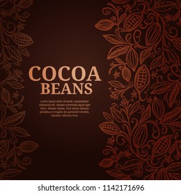 Cacao beans plant, Vector exotic cacao plants