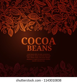 Cacao beans plant, Vector exotic cacao plants