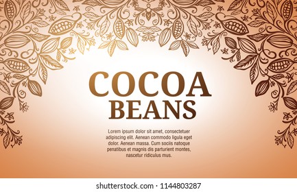 Cacao beans plant, Vector exotic cacao plants