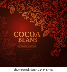 Cacao beans plant, Vector exotic cacao plants