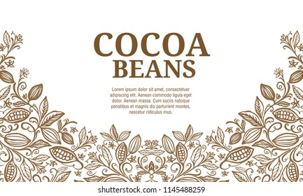 Cacao beans plant, Vector exotic cacao plants
