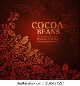 Cacao beans plant, Vector exotic cacao plants