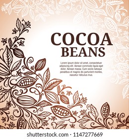 Cacao beans plant, Vector exotic cacao plants