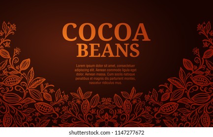 Cacao beans plant, Vector exotic cacao plants