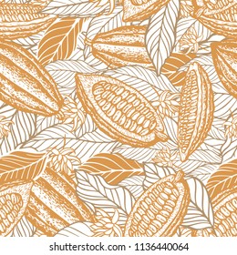 cacao beans seamless pattern