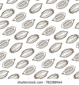 cacao beans seamless pattern
