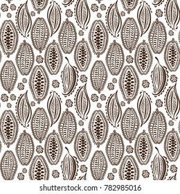 cacao beans seamless pattern