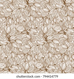 cacao beans seamless pattern