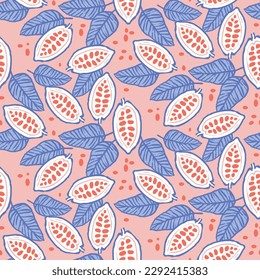 cacao beans seamless pattern. Cocoa bean and nut. Natural, organic decorative decor