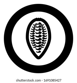 Cacao bob beans Cocoa fruit Chocolate seeds icon in circle round black color vector illustration flat style image