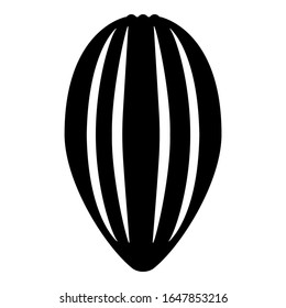 Cacao bob pod Cocoa fruit peel Chocolate seeds icon black color vector illustration flat style image