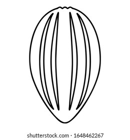 Cacao bob pod Cocoa fruit peel Chocolate seeds icon outline black color vector illustration flat style image