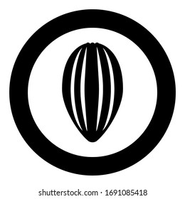 Cacao bob pod Cocoa fruit peel Chocolate seeds icon in circle round black color vector illustration flat style image