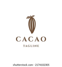 Plantilla de diseño del logotipo de la rama de Cacao vector plano