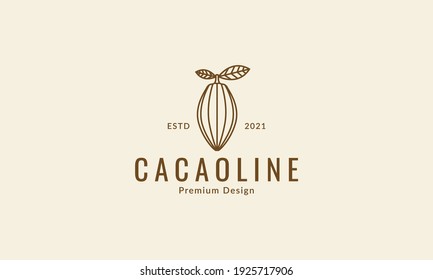 Cacao Chocolate Fruit Lines Logo Design Vector Icon Symbol Graphic Illustration